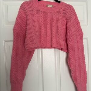 Altar'd State Pink Cable Knit Sweater